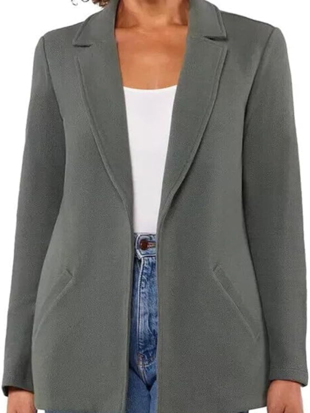 Matty M Olive Green Open Front Knit Blazer Jacket X